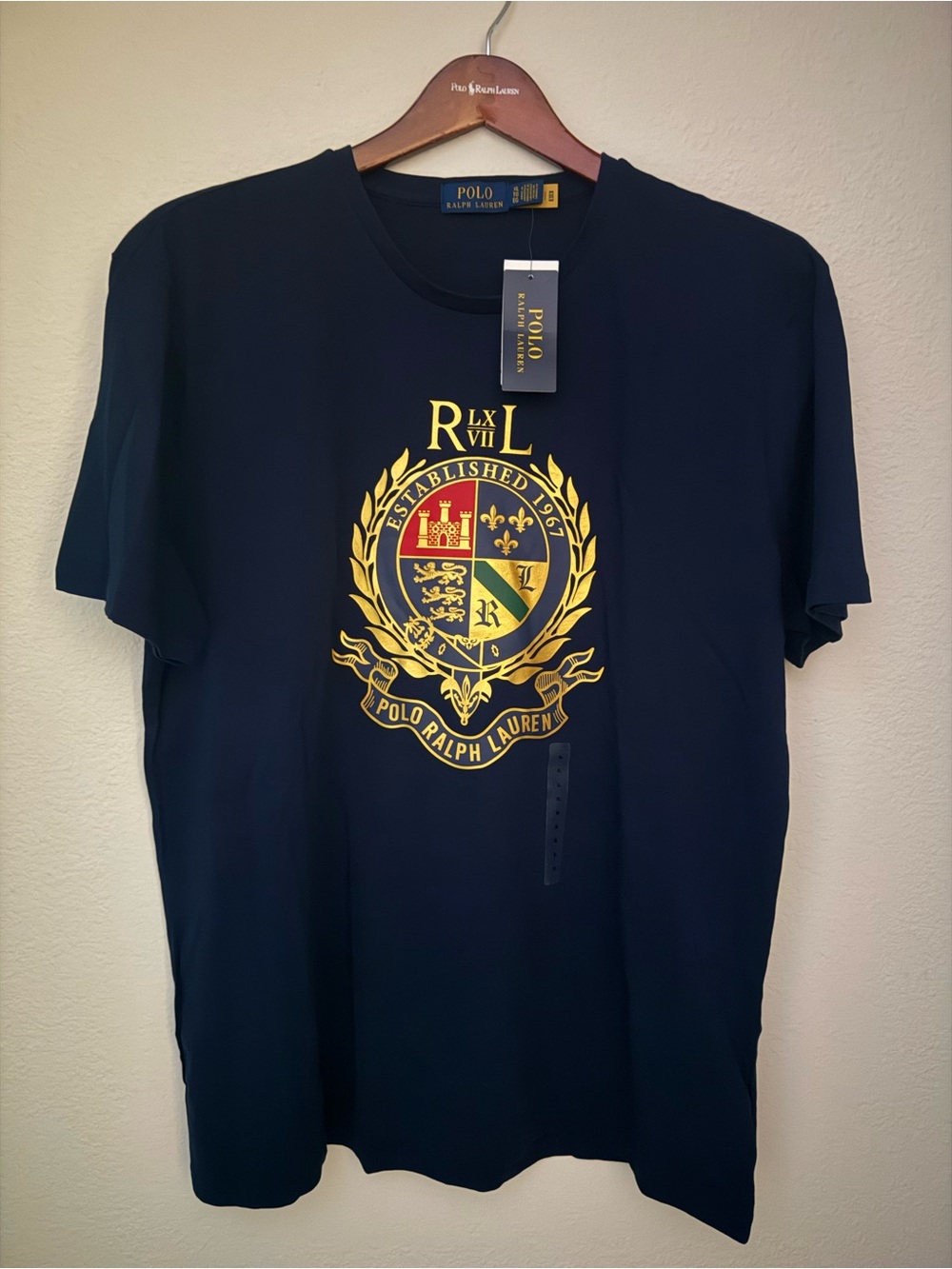 Ralph Lauren Navy Short-Sleeve Tee with Gold Crest